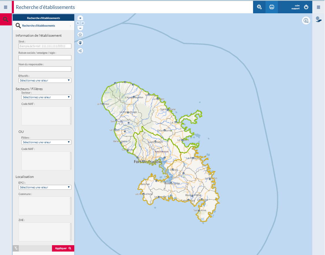 SIIC - Module de recherche d'établissements